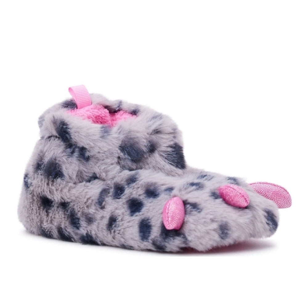 NWT! Wonder Nation Infant Girls Gray Pink Monster Claw Bootie Slippers 4